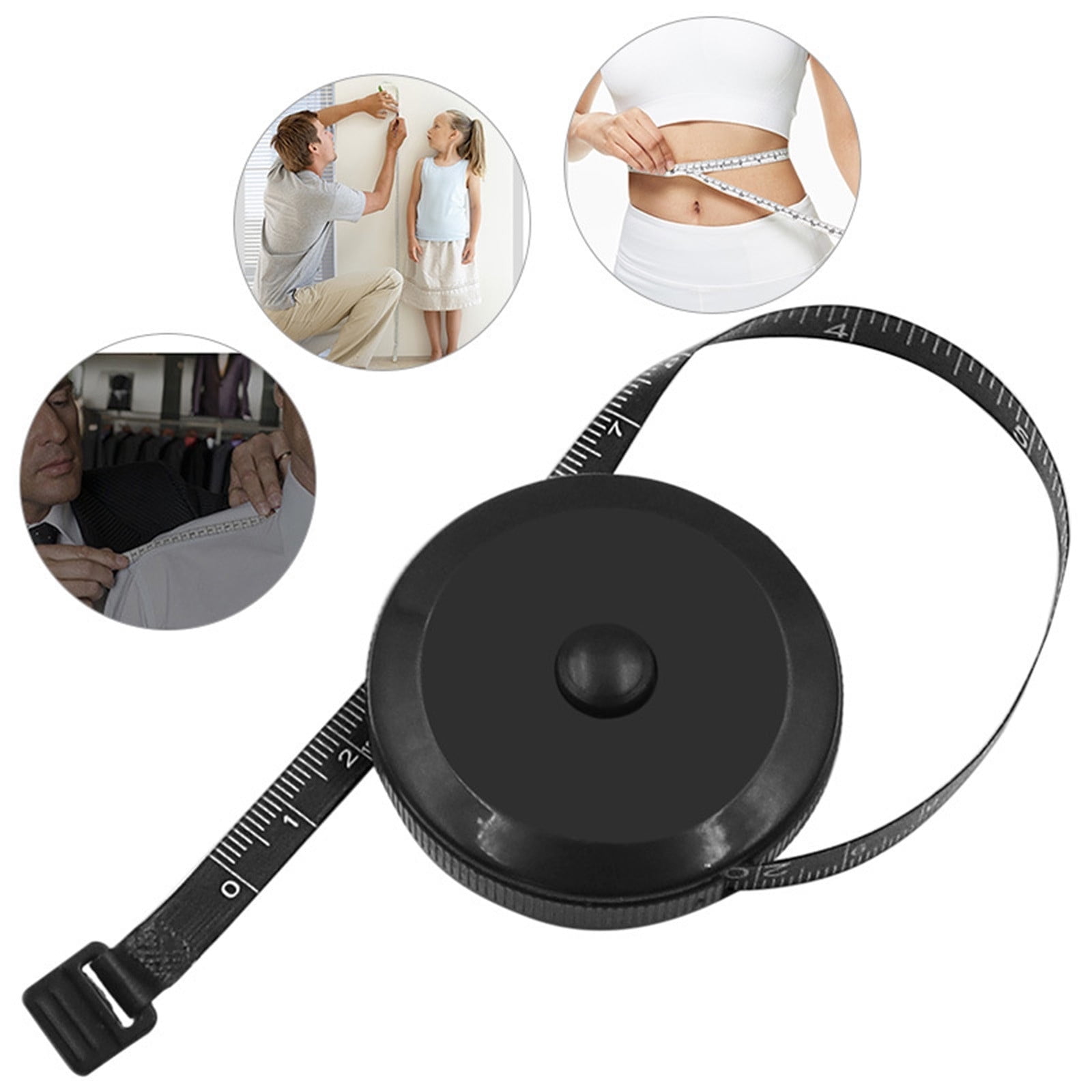 AQITTI Ruler Mini Tape Measure Auto Shrink Plastic Tape Measure Black Tape Measurements Clothes Measure Gift Tape Measure Small tool Tape Tape for Students, Children, Schools, and Offices